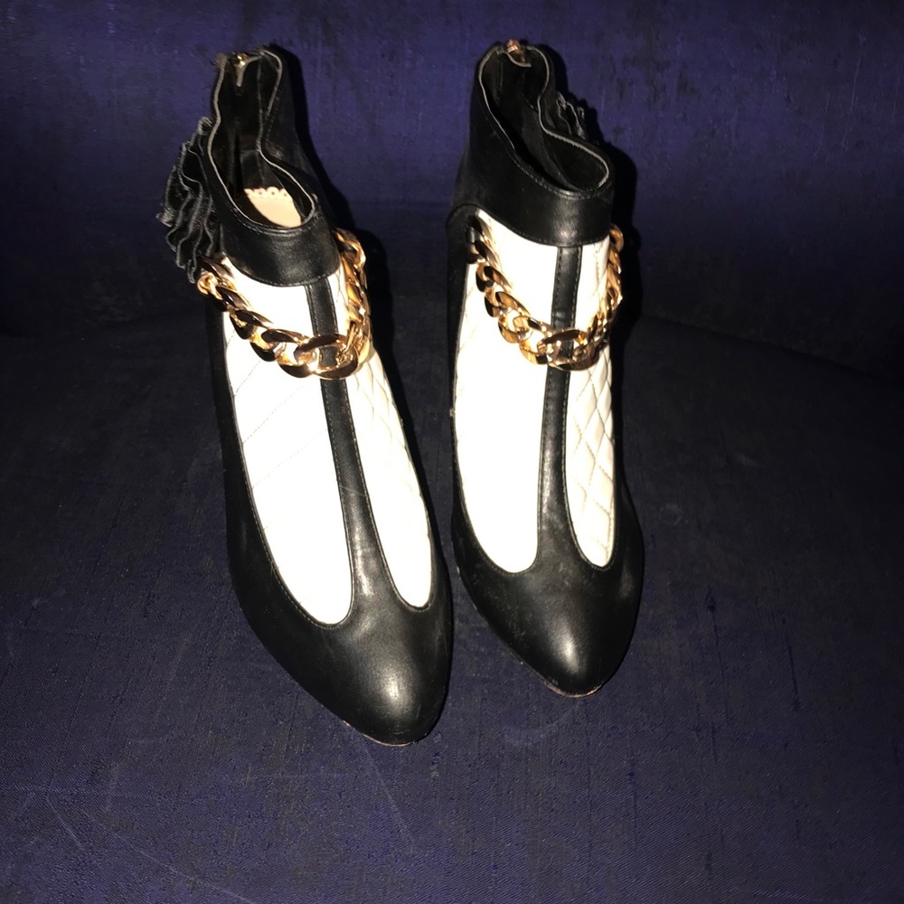 Black and white heels